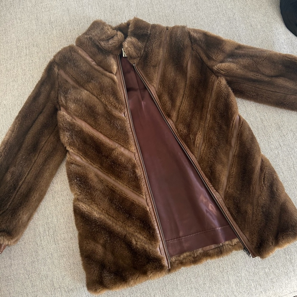 Vintage faux fur tan jacket coat